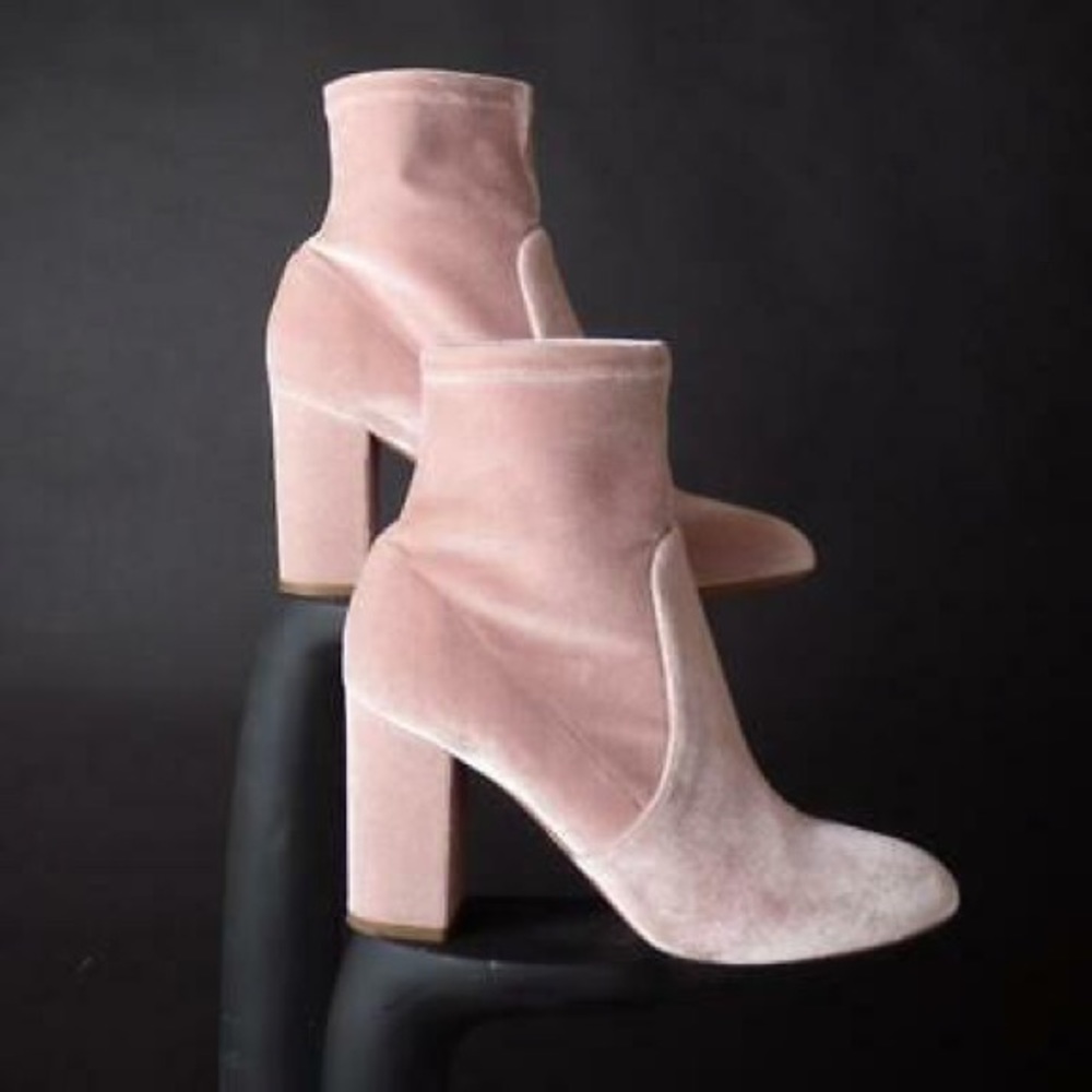 Aquazzura Pink Velvet So Me Booties